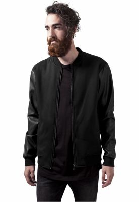 Zipped Leather Imitation Sleeve Jacket