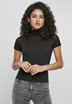 Ladies Flock Lace Turtleneck Tee