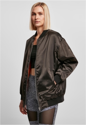 Ladies Oversized Satin Bomber Jacket