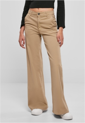 Ladies High Waist Wide Leg Chino Pants