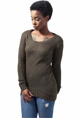 Ladies Long Wideneck Sweater