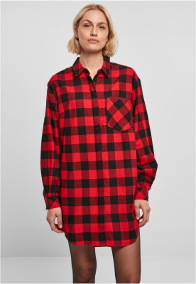 Ladies Oversized Check Flannel Shirt Dress