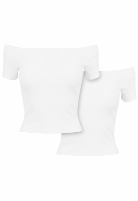 Ladies Off Shoulder Rib Tee 2-Pack