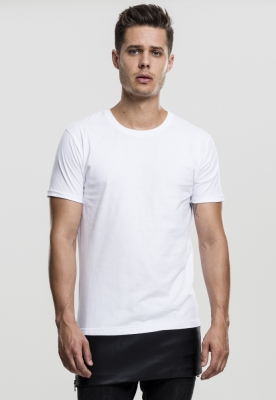 Long Zipped Synthetic Leather Bottom Tee