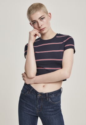 Ladies Yarn Dyed Skate Stripe Cropped Tee