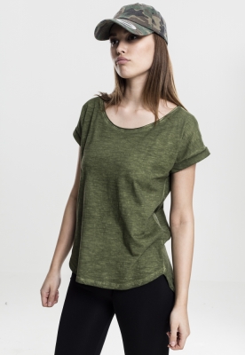 Ladies Long Back Shaped Spray Dye Tee